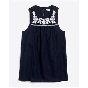 J. Crew Women's Embroidered Floral Cotton-Linen Mini Dress‎ Black Size Medium